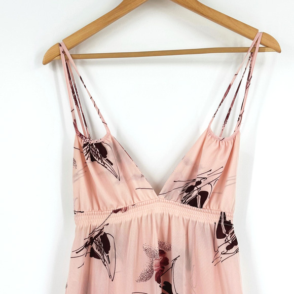 VTG 70s Womens Maxi Slip Dress Small? Floral Retro Babydoll Boho Hippie Sheer - Picture 2 of 6